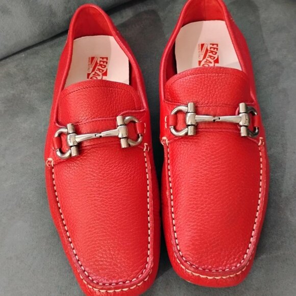 LEATHER SLIP ON SHOE LOAFERS -12- FERRAGAMO RED-FERRAGAMO SALVATORE MS 46472 EE - Picture 4 of 10